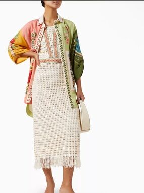 Agua by Agua Bandita Lani Harvest Crochet Midi Dress NWT